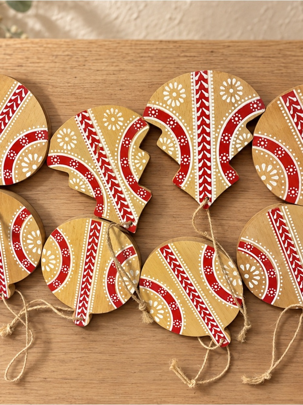 Set of 8 Christmas Wooden Ornaments